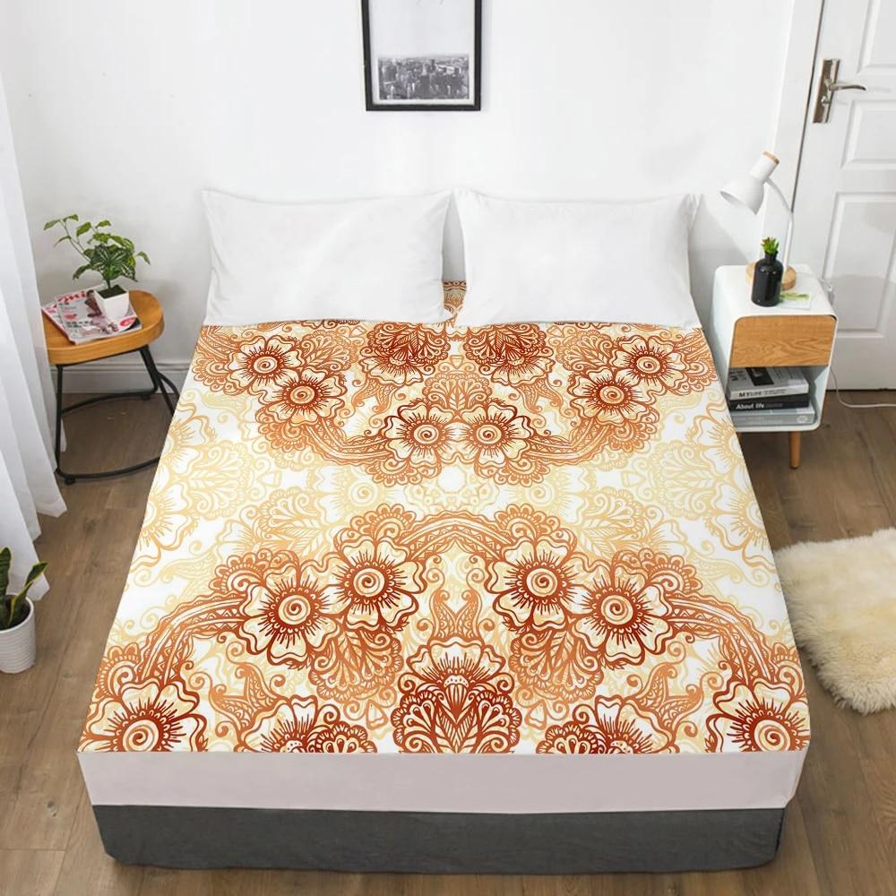 Customize Fitted Sheets Mattress Cover With Elastic Band 3D Bedsheet Linens 90x200 150x200 Bed Sheet Bedding Bohemia