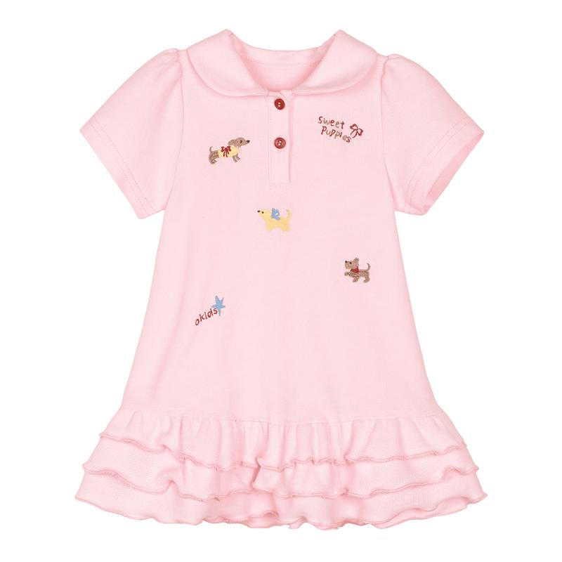 LUSON Girls' Embroidered Polo Dress Set
