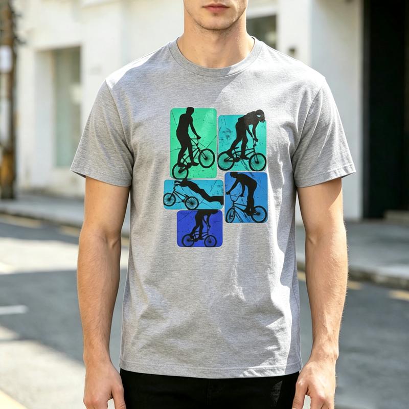 BMX Bike Rider Silhouette Graphic T Shirt For Unisex 100 Cotton Crewneck Extreme Sports Tee For Summer Casual Streetwear