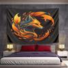 "Vibrant Fiery Fox with Abstract Leaves" Pattern Wall Hanging Tapestry Decorative Tapestry Home Decor for Bedroom and Living Room