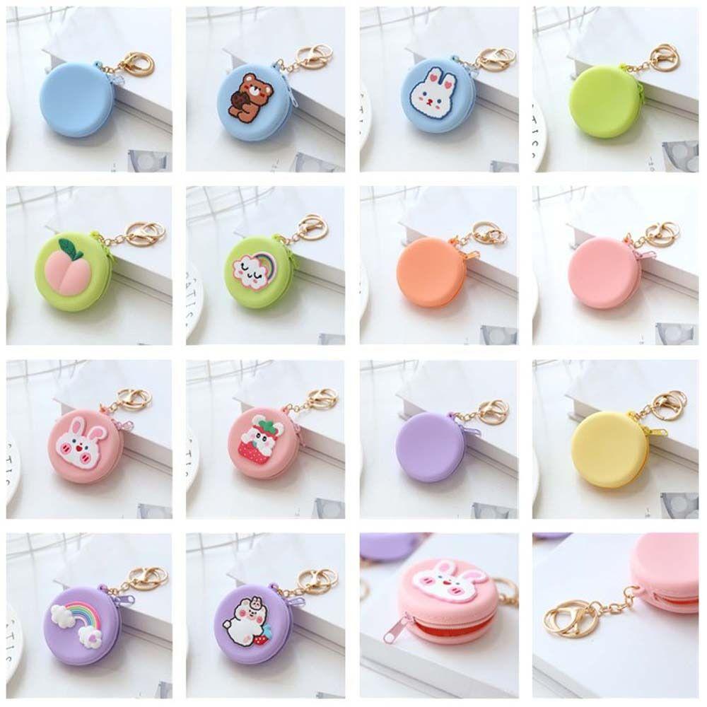 Kid Gift Cartoon Round Silicone Headset Bag Wallet Change Pouch Bag Coin Purse