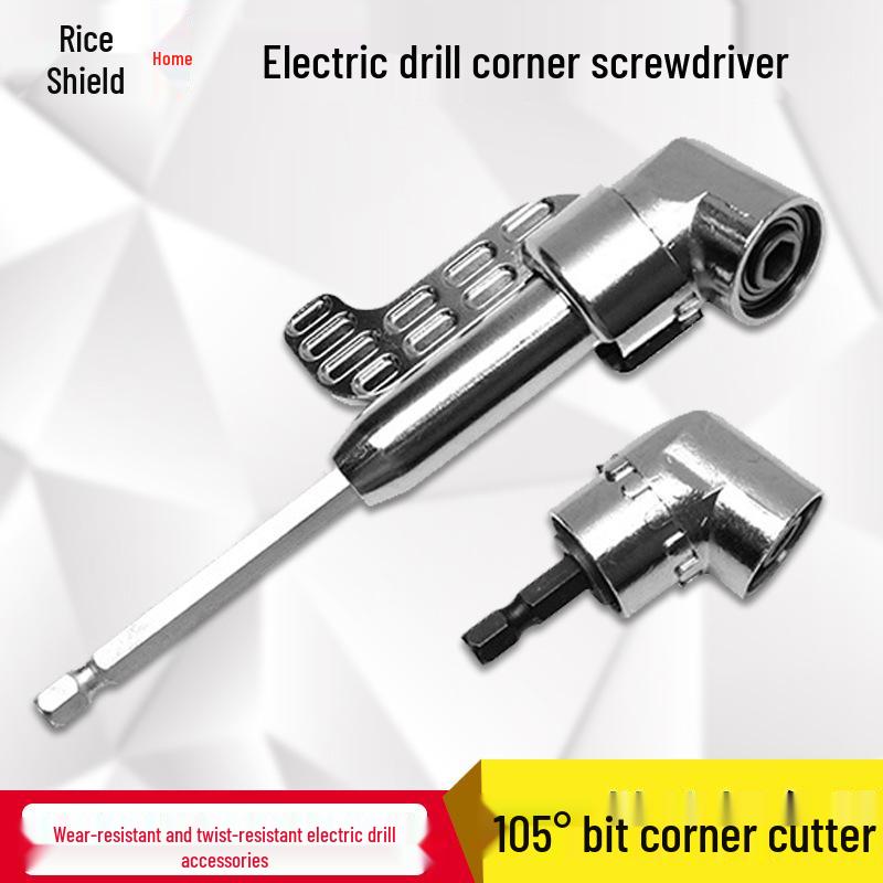 Universal Right Angle Flexible Screwdriver Attachment with Electric Drill Connection
