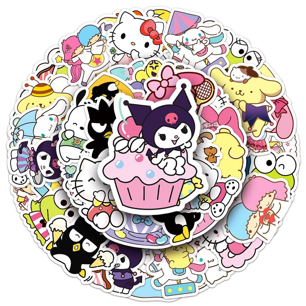 Sanrio Mixed Stickers: 50 Cute Japanese Manga Character Stickers for Car, Phone, and Planner