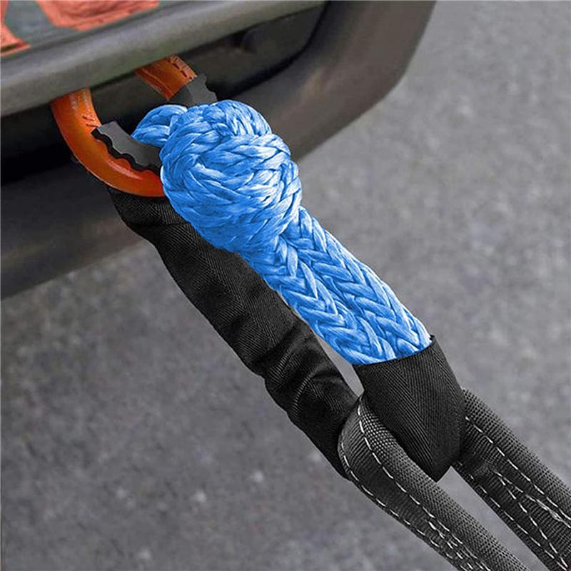 ABLZ-2PCS 1/2Inch X 22Inch Soft Hook And Loop Rope Synthetic Recovery Strap 43000LBS Breaking Power Blue