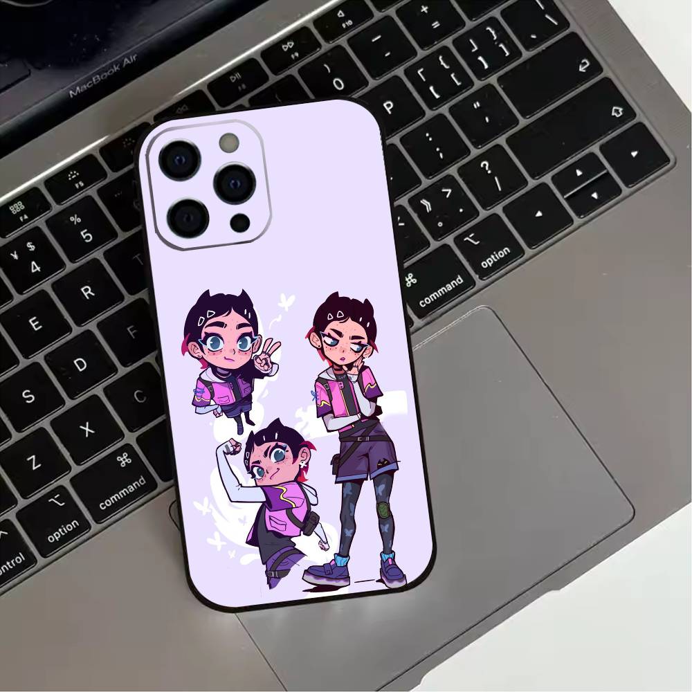 Popular V-Valorant C-Clove Phone Case For iPhone 17,16,15,14,13,12,11 Plus,Pro Max,XS,Soft Silicone Black Cover