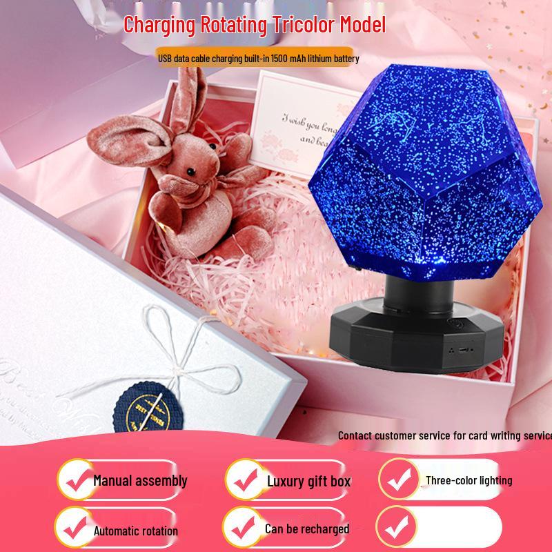 Four Seasons Rotating Starry Sky Projector Lamp - Romantic Constellation Night Light