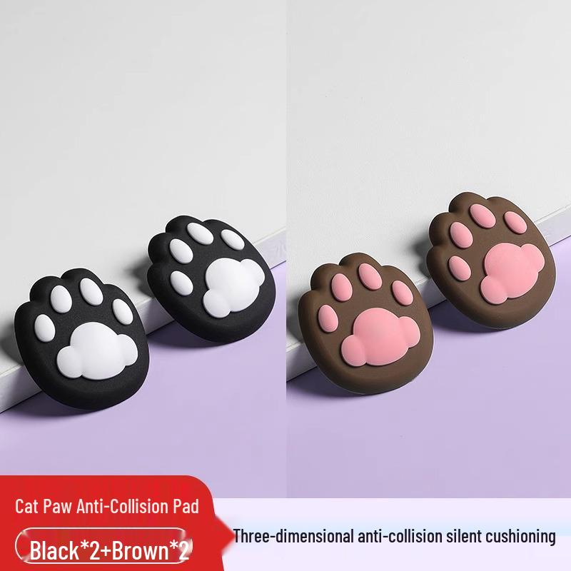 Adorable Cat Paw Silicone Door Handle Cushion Wall Sticker Bumper