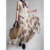 DIMANAF 2026 Summer Women New Skirts Flower Vintage Elastic Pleated Elegant White Skirts High Waist