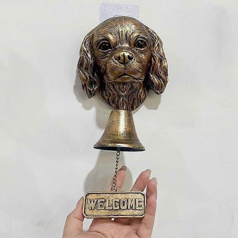 Welcome Dog Doorbell, Funny Head Shaped Doorbell, Resin Vintage Decorative Outdoor Doorbell, Animal Themed Chime for Porch and Home Decoration, Manual