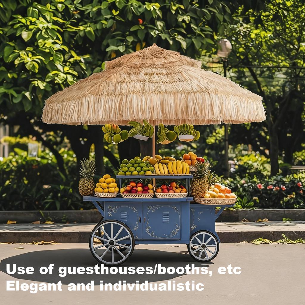 9ft Pool Patio Beach Umbrella with 8 Ribs Uv Protection Thatched Beach Umbrella for Market Terrace Restaurant