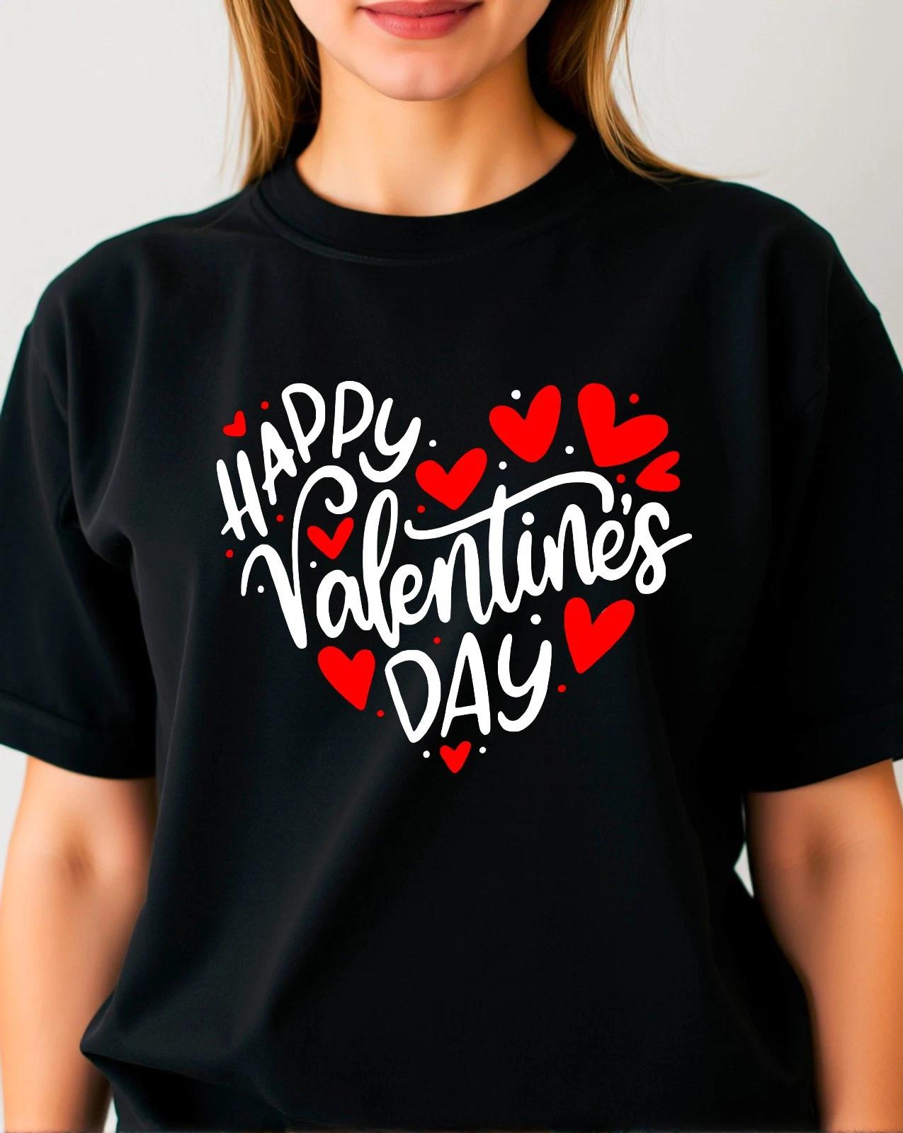 Happy Valentine Day T-Shirt, Love Heart Graphic Celebration Mens Unisex Gift Tee L