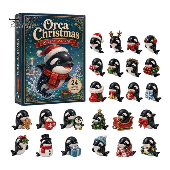 Christmas Party Favors for Children 2026 Ocean Creature Advent Calendar, 24-Day Acrylic Ornament Set with Holiday Decoration Bedroom Marine