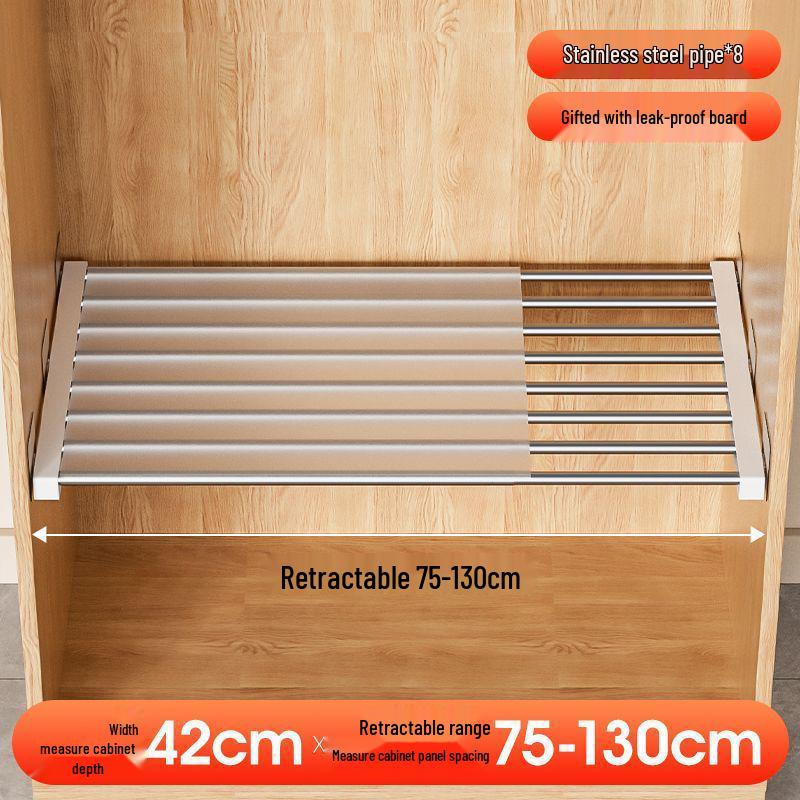 Multi-Layer Divider Cabinet & Telescopic Shoe Rack with Stainless Steel Sink Shelf