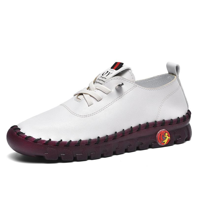 Håndsydde damesko biffsenes myksålede morssko høst og vinter flatsålede enkeltsko fritidssko