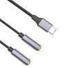 25cm Type-C To 3.5mm Audio Splitter Cable Headphone Adapter for Smartphone Computer