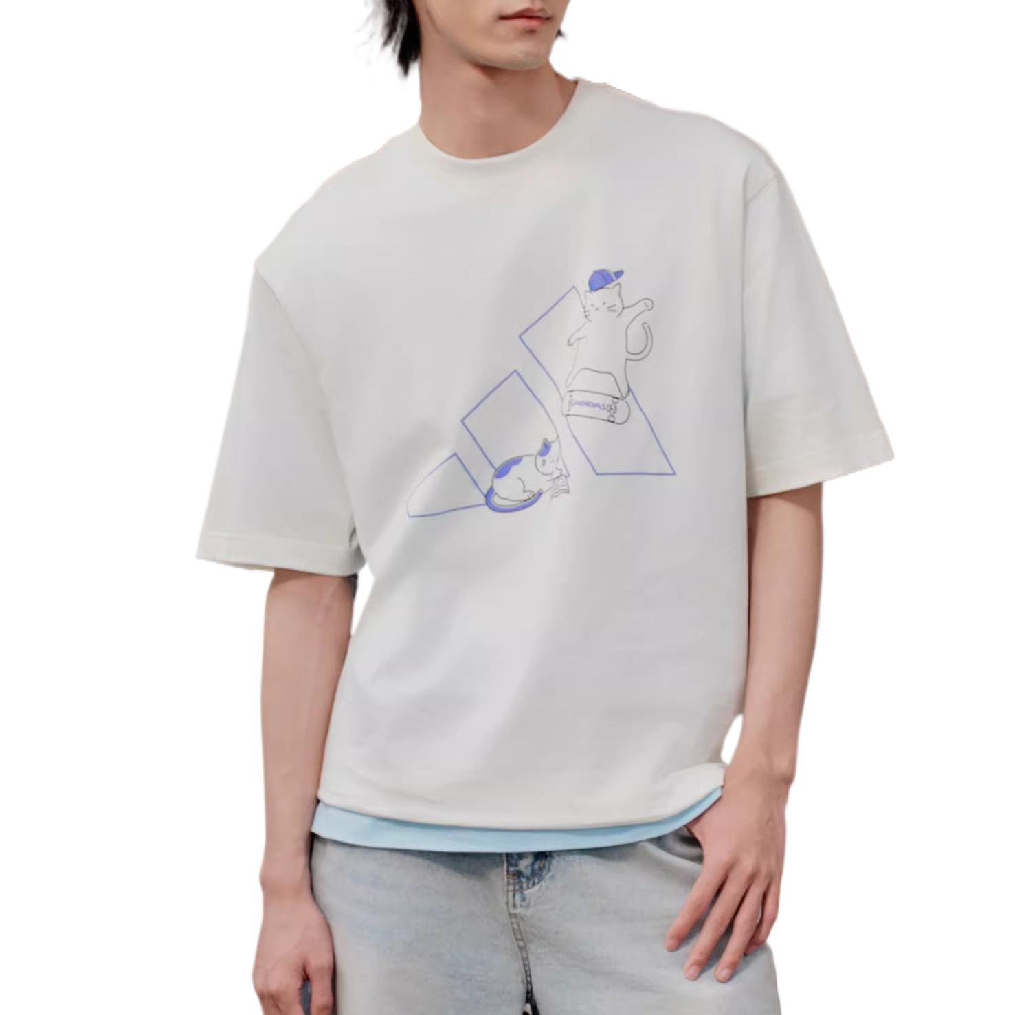 Adidas T Shirts Unisex Jade White Crew Neck Moderate KX4865 L