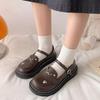 Scarpe con plateau spesse da donna stile britannico con fibbia Scarpe singole Lolita Kawaii Gatto Scarpe Mary Jane basse Stile preppy Scarpe da studentessa