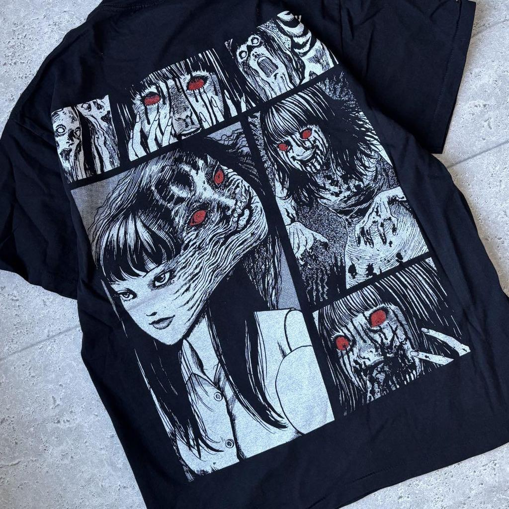 [USED] Junji Ito Tomie Subculture Horror T-Shirt, Size L, Black, Short Sleeve, Anime
