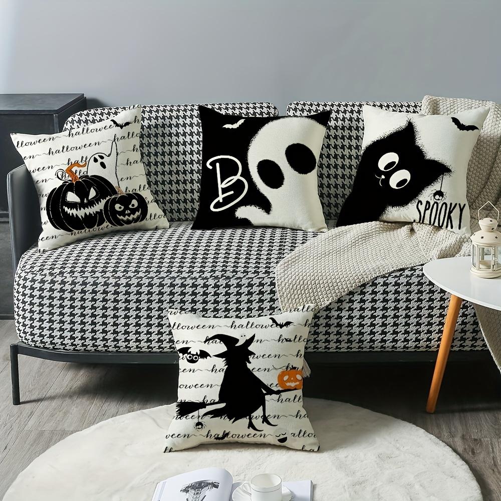 Halloween Decor Pillow Covers Decorative Throw Pillow Covers Outdoor, Pumpkin Witch Cat Boo Ghost Cushion Case For Home Couch