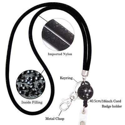 1pc Rhinestones Lanyard Badge Card Holder Lanyard for Teacher Retractable Lanyard Necklace Eyeglass Holder Lanyard for Women