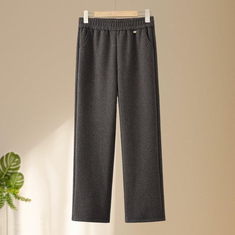 Grandma Style High-Waisted Velvet Elastic Waist Casual Pants for Middle-Aged and Elderly Women