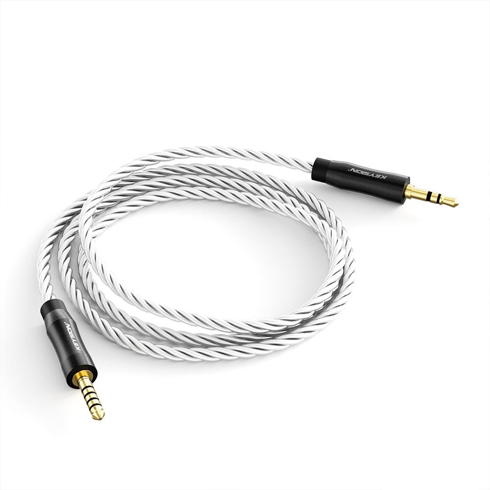KEYSION 3.5mm/4.4mm Balance To 3.5mm Audio Cable Hi-end OFC Silver-plated HiFi Stereo Jack Male To Male AUX Extension Cord for Headphones Speaker