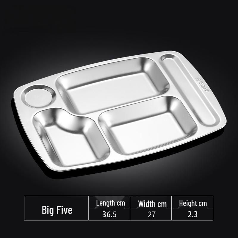 

304 Stainless Steel 5-Compartment Cafeteria Tray