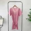 Clearance Sale Special Offer Summer Dress Shoelace Silk Nightdress V Neck Ruffled Short Sleeves Thin Homewear Mid-Length Skirt