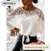 Damen Mode Lässige O-Ausschnitt Langarm Blusen & Hemden