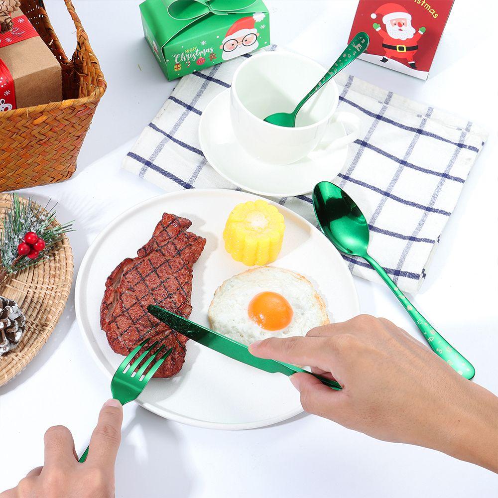 Gabel Löffel Edelstahl Etui Box Utensilien Schneeflocken Druck Weihnachtsgeschirr Sets Besteck
