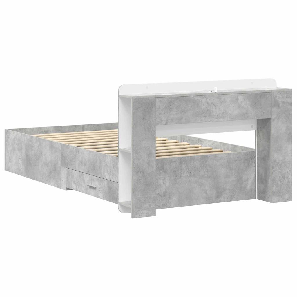 Bed Frame with Storage Space Concrete Grey 80 x 200 cm Particleboard