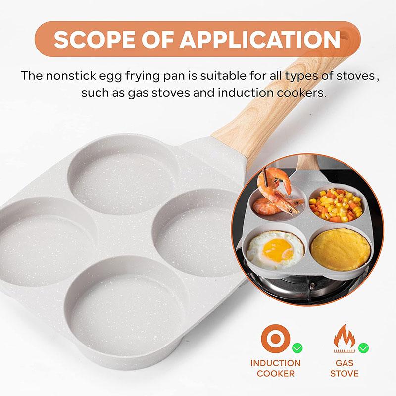Egg Pan Omelette Pan 4-Cup Nonstick Granite Omelette Skillet Pancake Pan Healthy Egg Cooker Suitable for Gas Stove & Induction