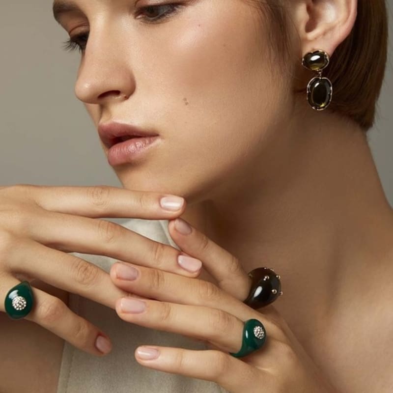 PANACHE CHASUNYOUNG Volcano Green Gold Stud Ring