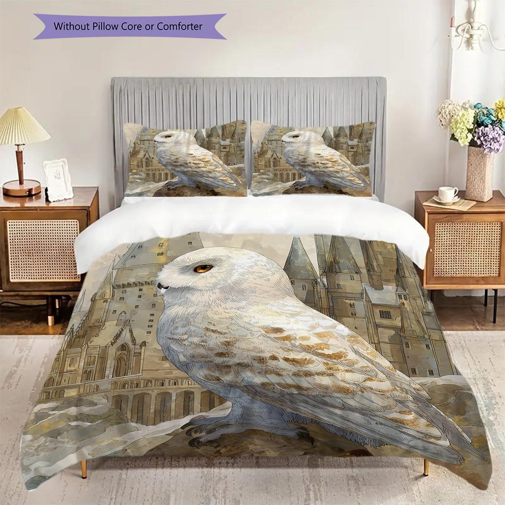 Sada povlečení s motivem sovy Sada prošívaných dek Povlak na přikrývku Povlak na polštář Domácí dekorace Dárek k narozeninám (1 * povlak na peřinu + 2 * povlak na polštář, bez jádra)