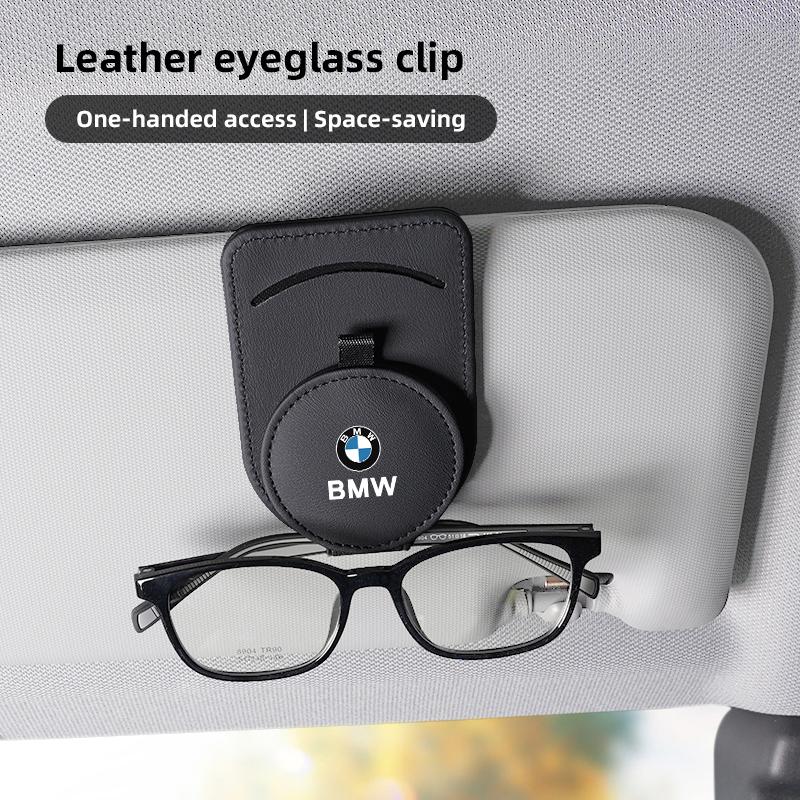 Car Sun Visor Glasses Holder Leather Eyeglasses Hanger Clip For BMW Performance E46 E60 E90 E39 E87 E36 E92 E70 E91 X3 X5 X1