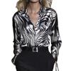 Women’s Slim-Fit Long-Sleeved Niche Zebra-Print Satin Shirt for Autumn Commuting