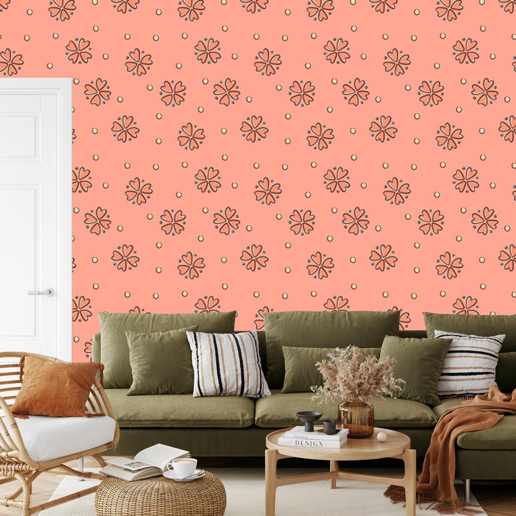 Wallpaper Small Coral Flowers for Living Room and Bedroom 50x1000