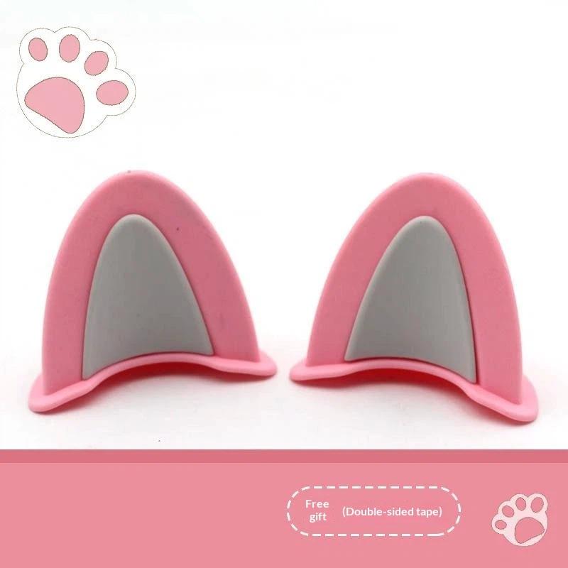 Soft ABS Bear Ear Helmet Decorations 1 Pair Adorable Appearance Easy to Install for Outdoor Riding Sports Helmets