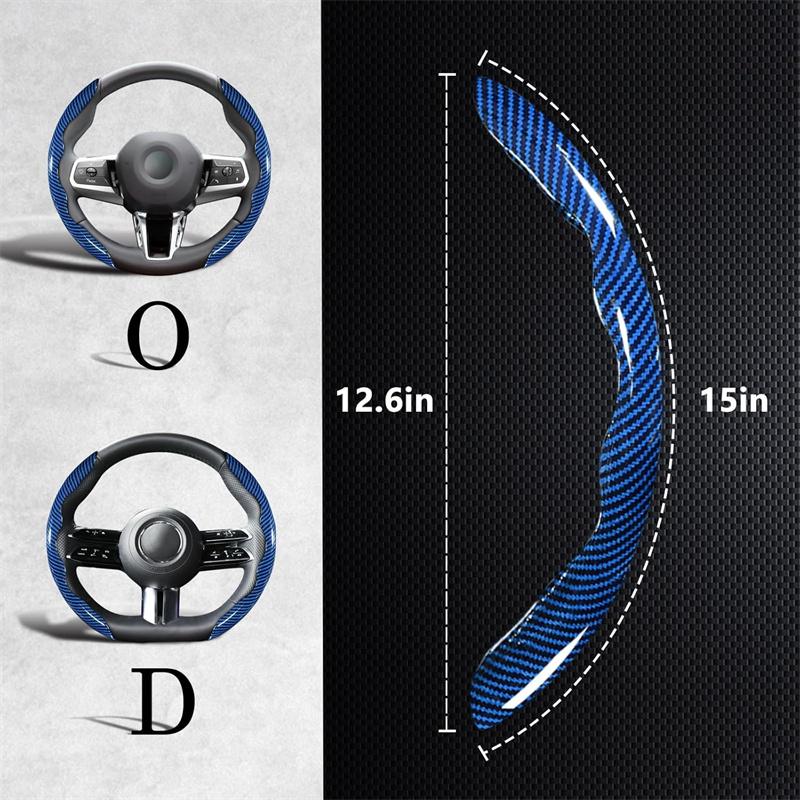 3Pcs 38Cm Carbon Fiber Car Steering Wheel Cover Non-Slip Protective Cover Segmented Car Styling Accessories For 99% Car