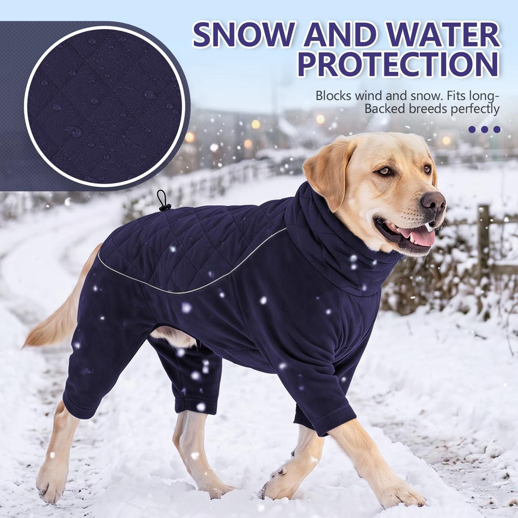 Winter Hund Overall Warmer Fleece Hundemantel Gesteppte Haustierjacke Vollbeinabdeckung Winddichte Kleidung für Kleine Mittlere Große Hunde