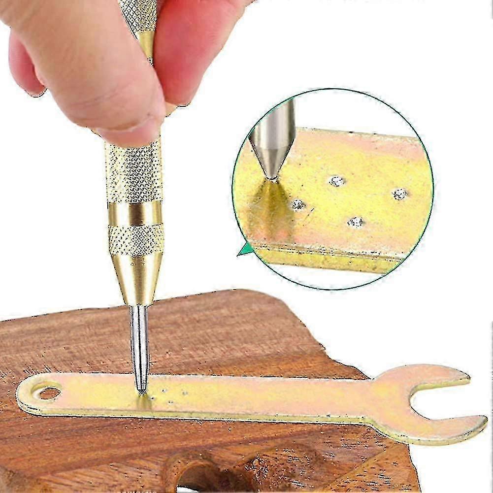 Boîte de 5" Perforateur auto-centreur à ressort Laiton Outil à main Trou central Perforateur à tracer l'acier pour Bois Métal Plastique Perforateur avec coussinet