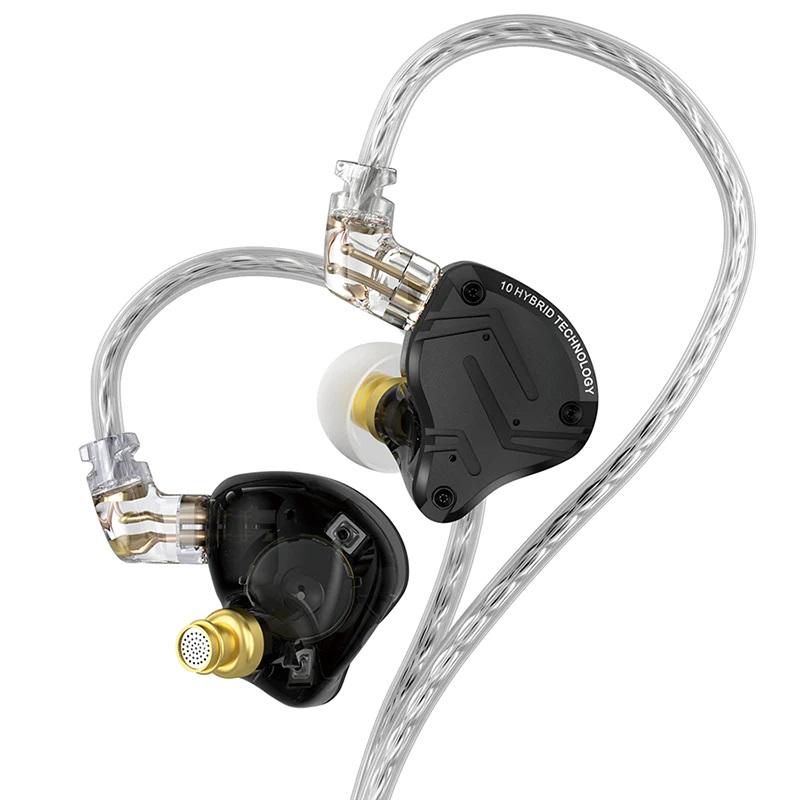 Hybrid Vacuum Headphones KZ ZS10 Pro X with Microphone Black