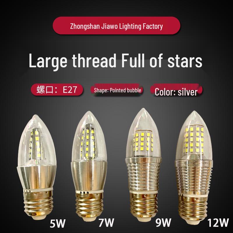 LED Energy-Saving Starry Candle Bulb with Pointed Tip - E14/E27 Screw Base