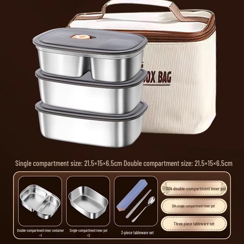 3-Layer 4-Compartment 4600ml 304 Stainless Steel Insulated Lunch Box