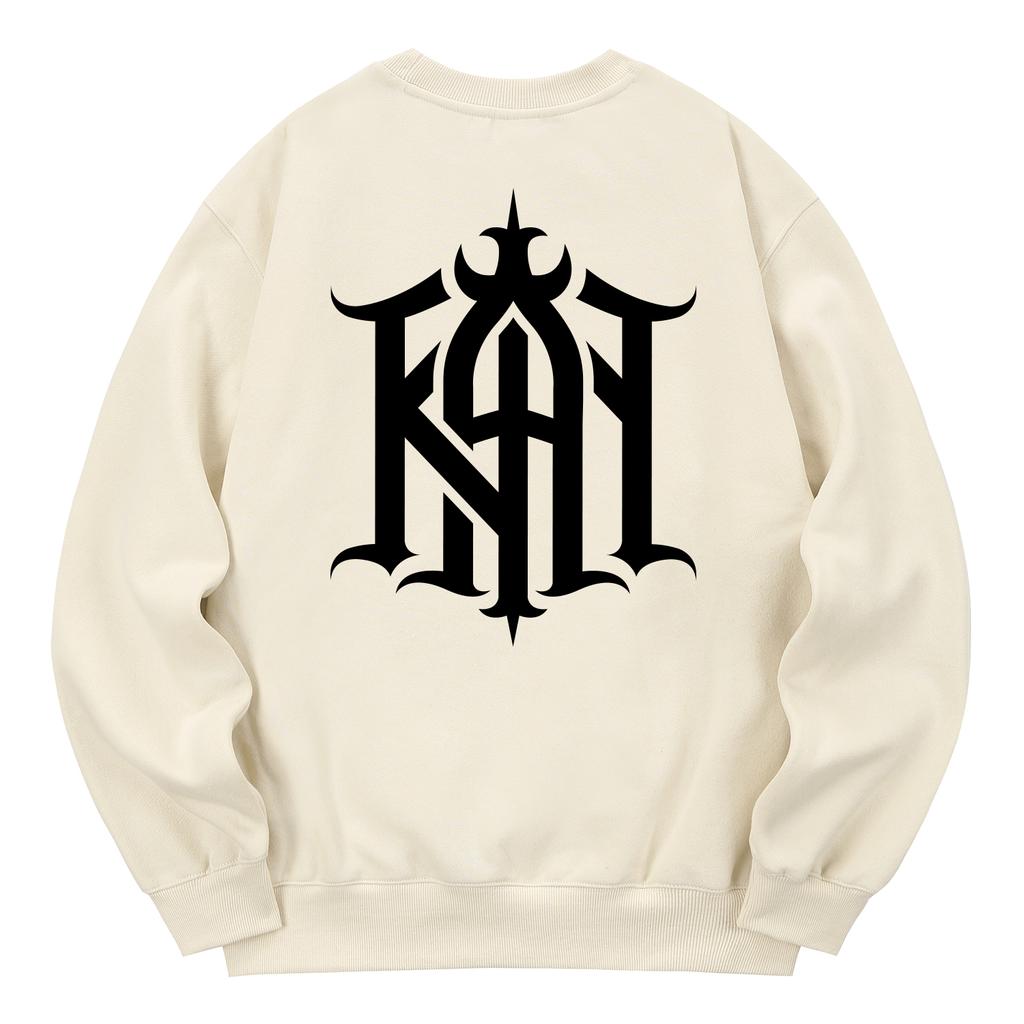 KAN6312 Kmc0003 Khan Symbol Fleece-Lined Sweatshirt - Cream