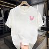Summer Round Neck Letter "W" Pattern Printed Top Fashionable Casual Pure Cotton Short Sleeved Men's T-shirts