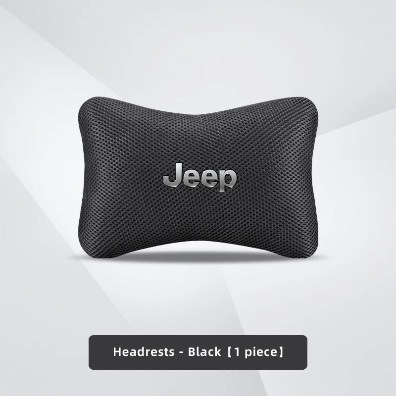 

For Jeep 1Pcs Car Seat Headrest Ice Silk Auto Logo Neck Pillow For Jeep Grand Cherokee Wrangler JK Gladiator Compass Renegade