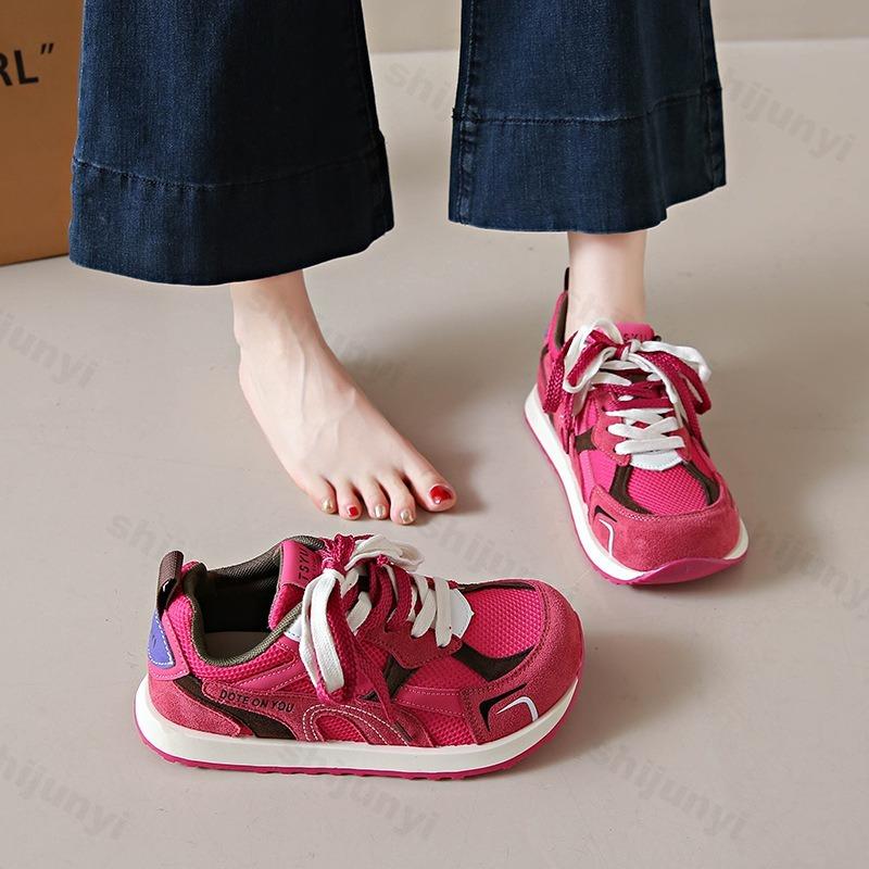 Fashion Women Casual Sports Shoes 2025 Autumn Comfortable Breathable Outdoor Running Shoe Thick Soled Lace Up Fashion Vulcanized Shoes