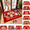 Cartoon New Year Red Floor Mat 60*40cm Festive Decoration Door Mat Gifts Horse New Year Foot Mat