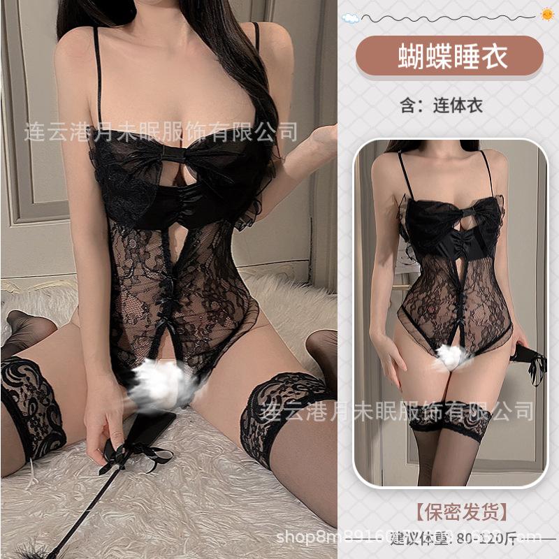 Σέξι προοπτικές Γαλλικά σεξουαλικά εσώρουχα γυναικεία διχτυωτά μεγάλος φιόγκος δαντέλα σέξι ολόσωμη φόρμα